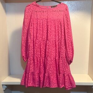 Raga Pink Long Sleeve Tiered Mini Dress